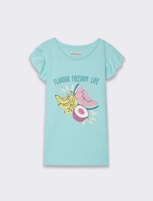 T-shirt mezza manica da bambina - Verde acqua