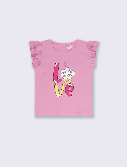 T-shirt con rouches. da neonata - Rosa
