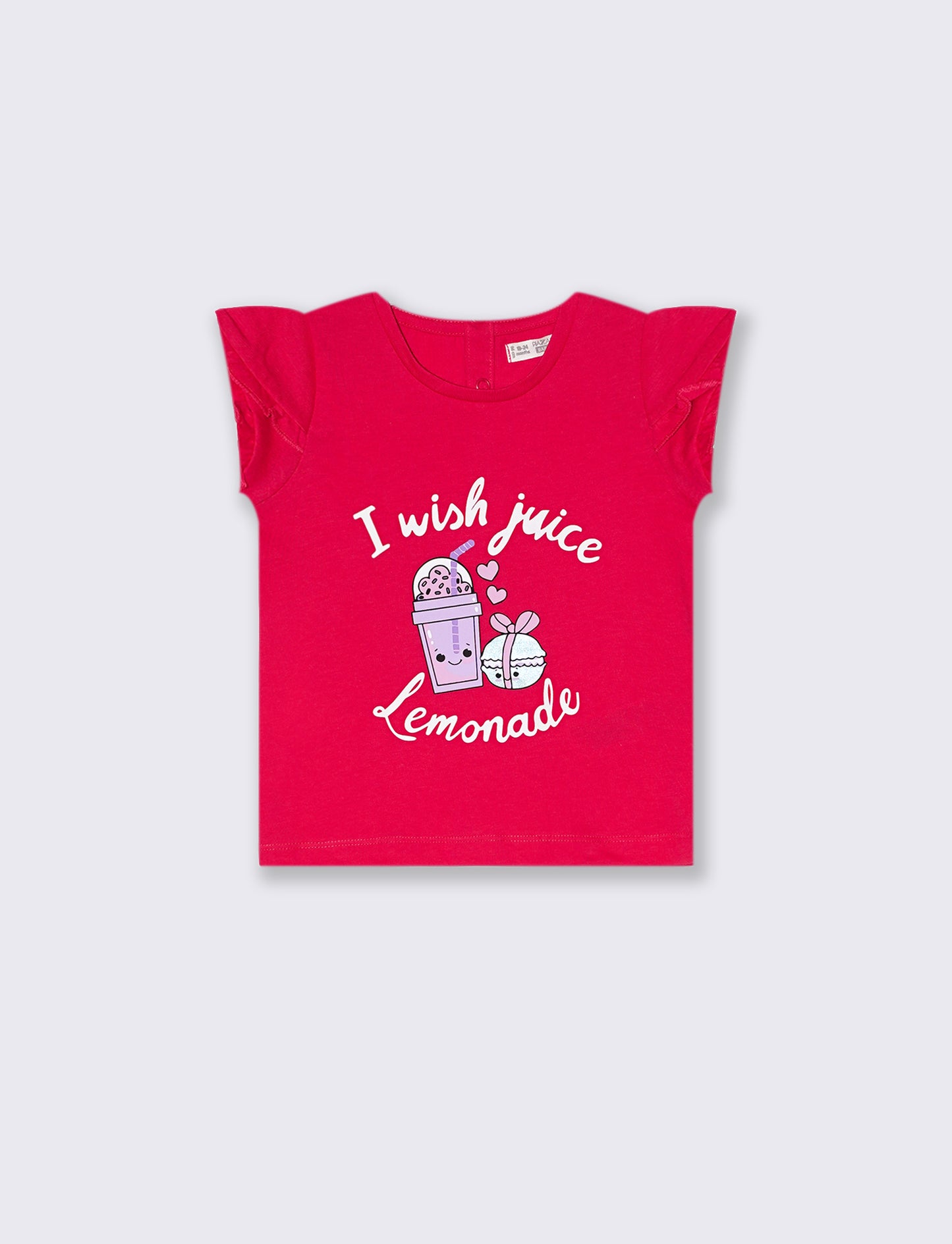 T-shirt con rouches alle maniche da neonata - Fuxia