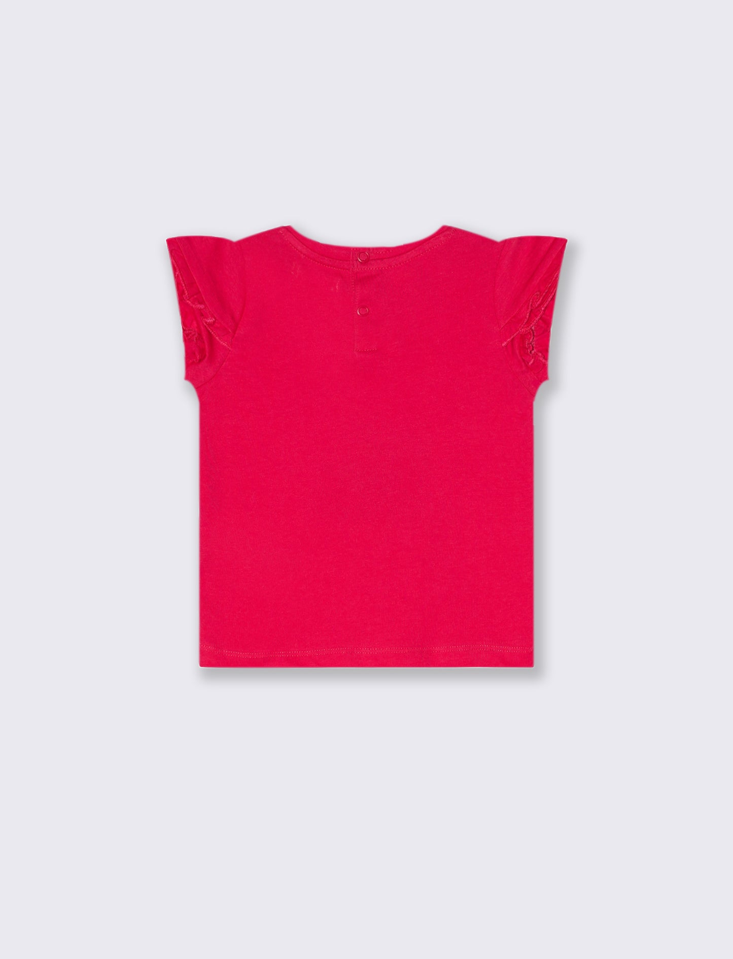 T-shirt con rouches alle maniche da neonata - Fuxia
