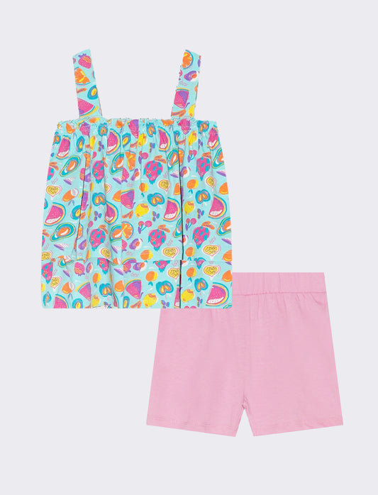 Completo top e shorts da neonata - Turchese