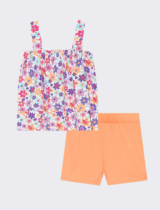Completo top e shorts da neonata - Arancione