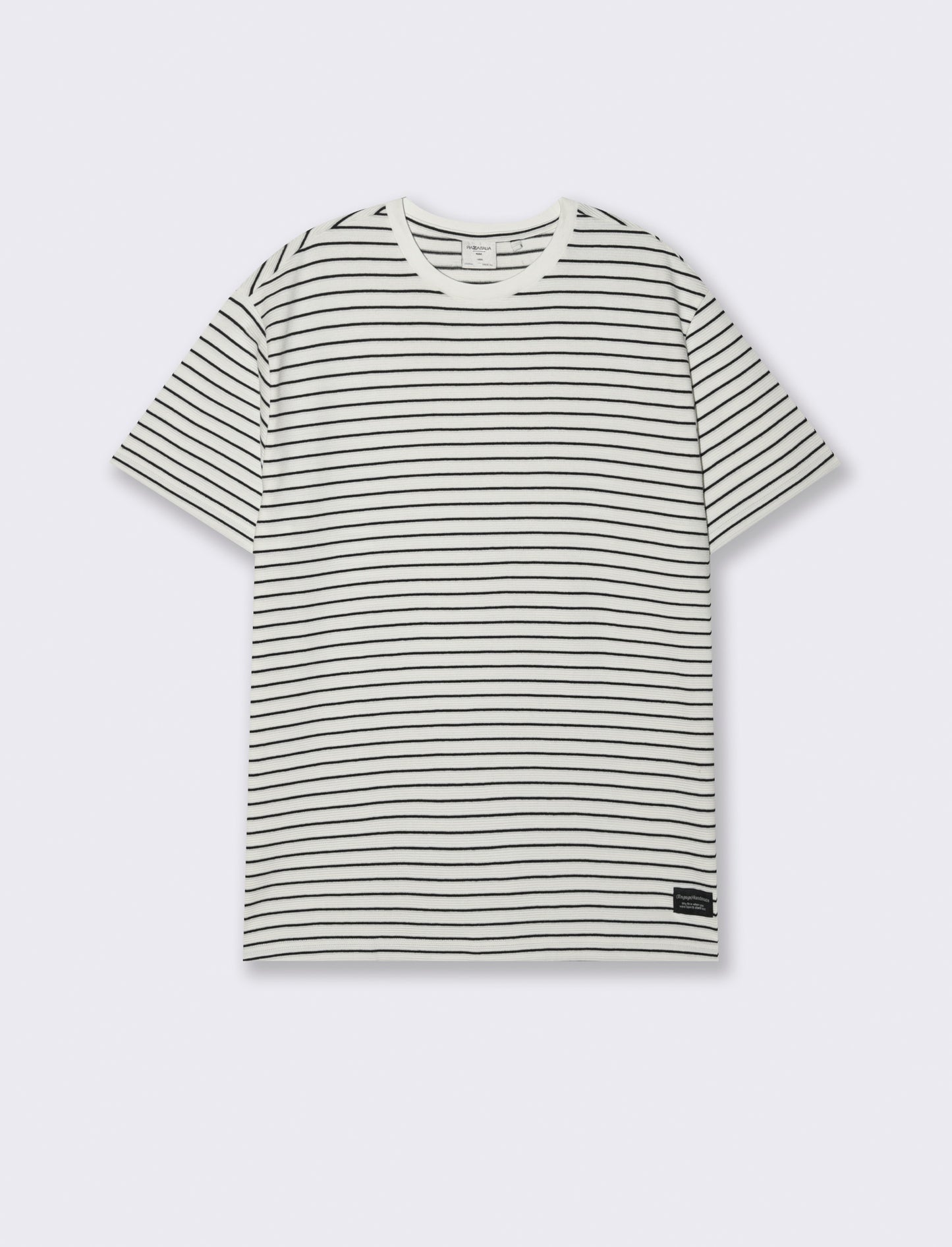 T-shirt a righe effetto ottoman da uomo - Bianco