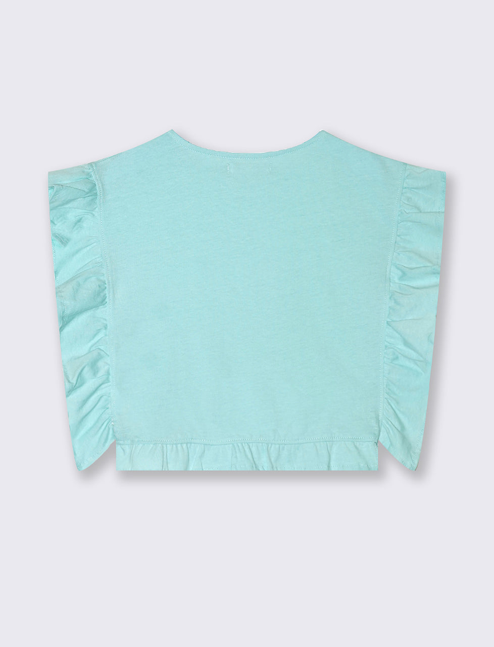 T-shirt in jersey con rouches da bambina - Verde acqua