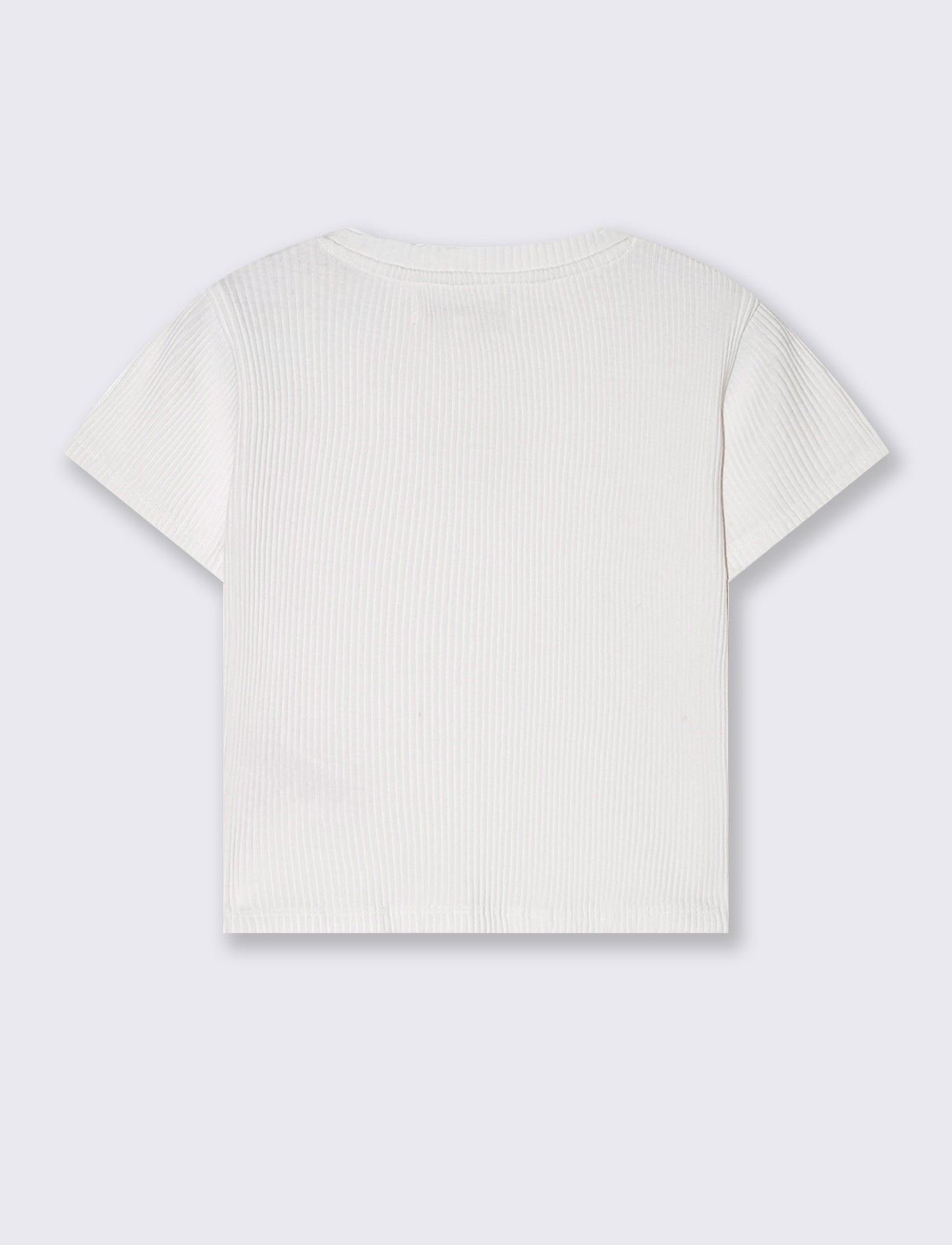 T-shirt in costina con cuore da bambina - Bianco
