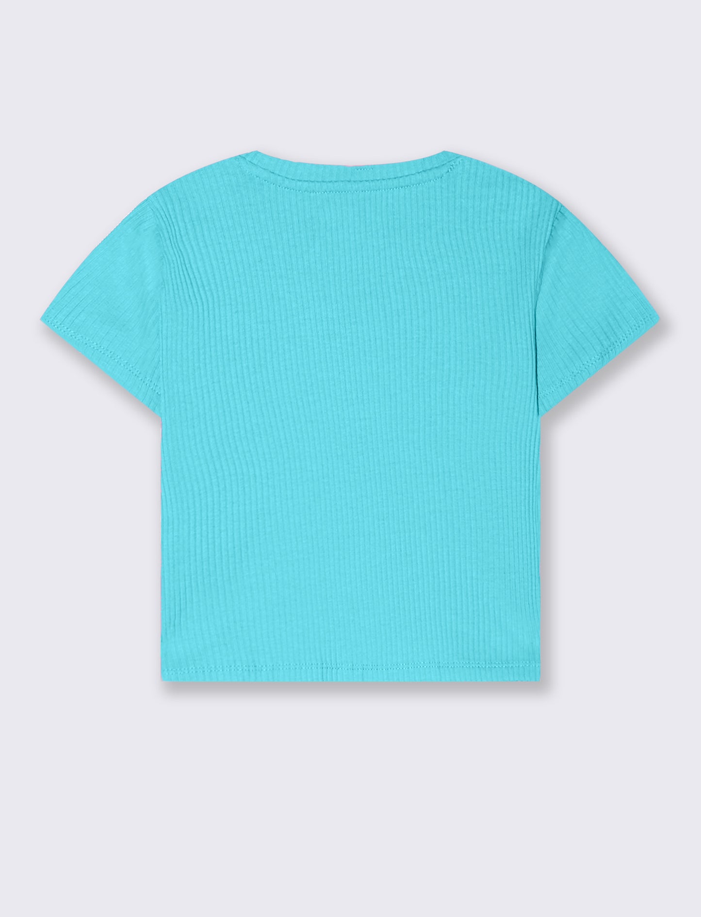 T-shirt in costina con cuore da bambina - Verde acqua