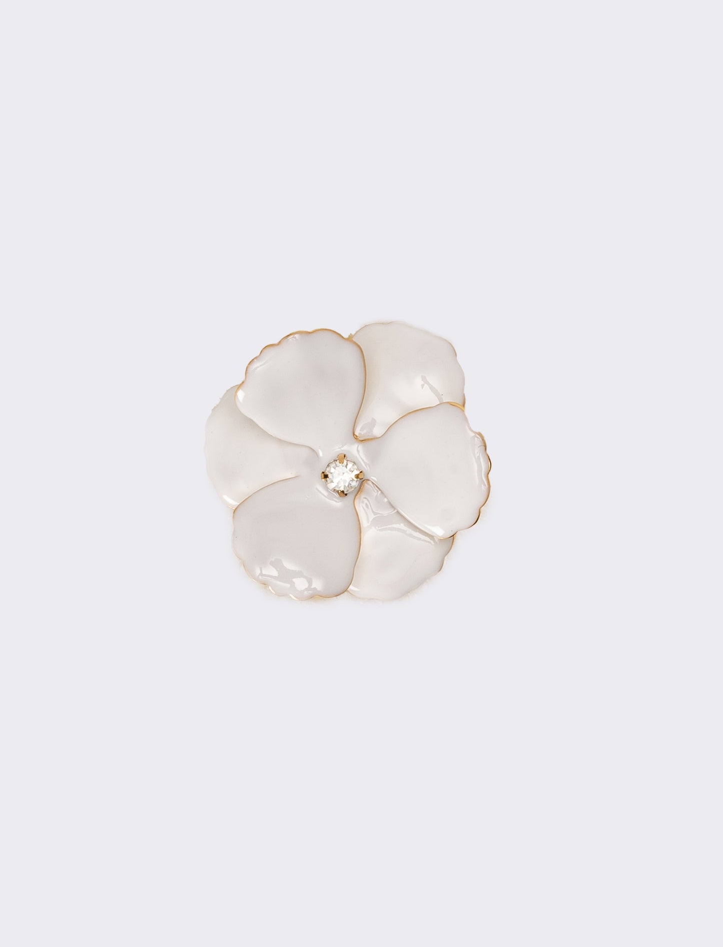 Anello donna con fiore smaltato con strass - Bianco