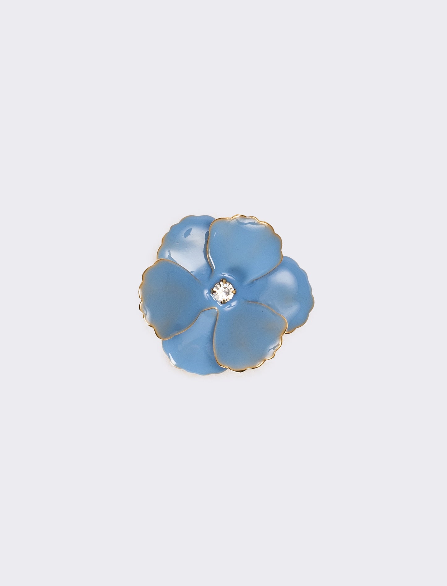 Anello donna con fiore smaltato con strass - Celeste