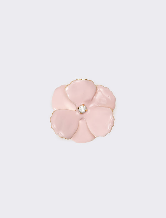 Anello donna con fiore smaltato con strass - Rosa