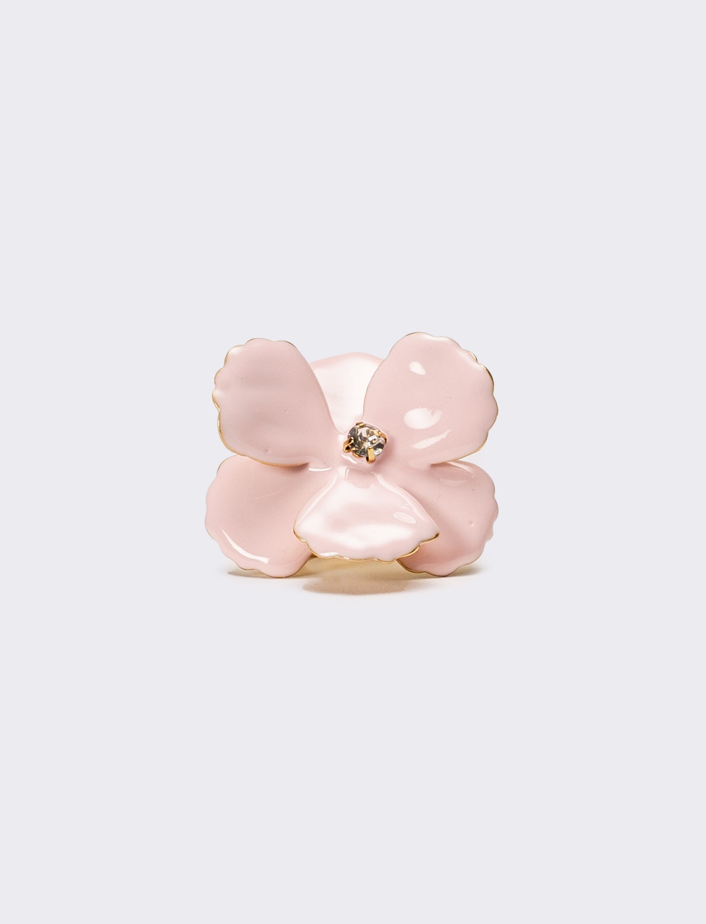 Anello donna con fiore smaltato con strass - Rosa