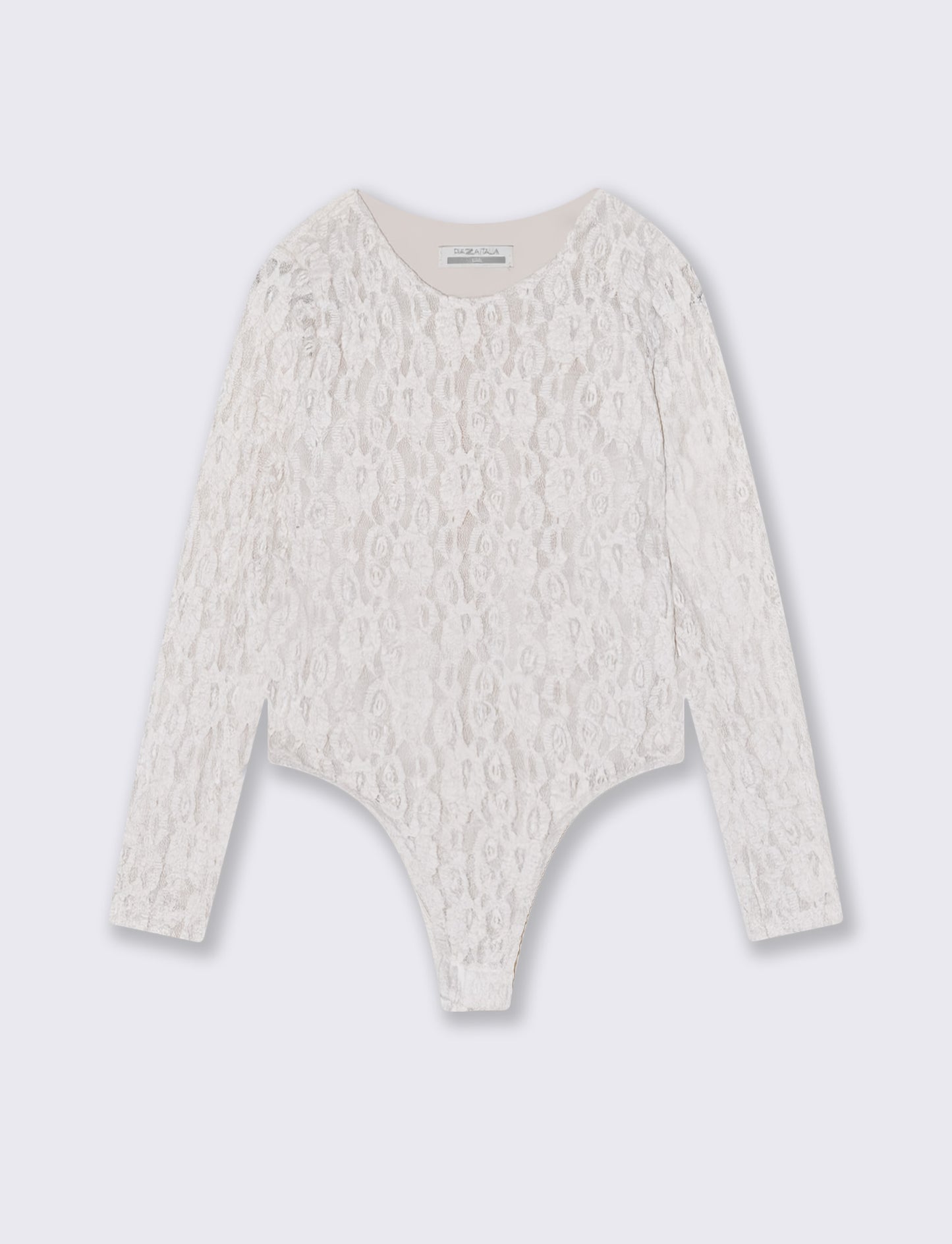 Body in pizzo girocollo per bambina - Crema