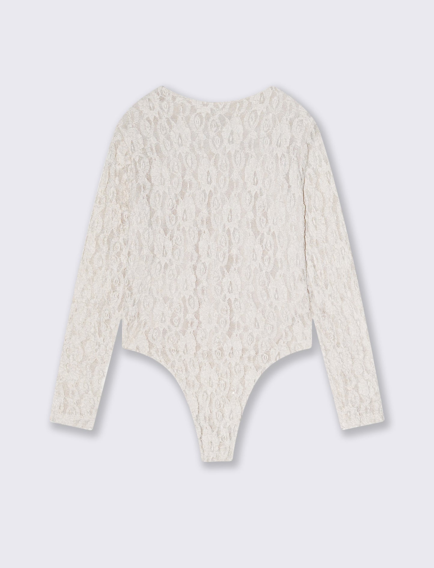 Body in pizzo girocollo per bambina - Crema