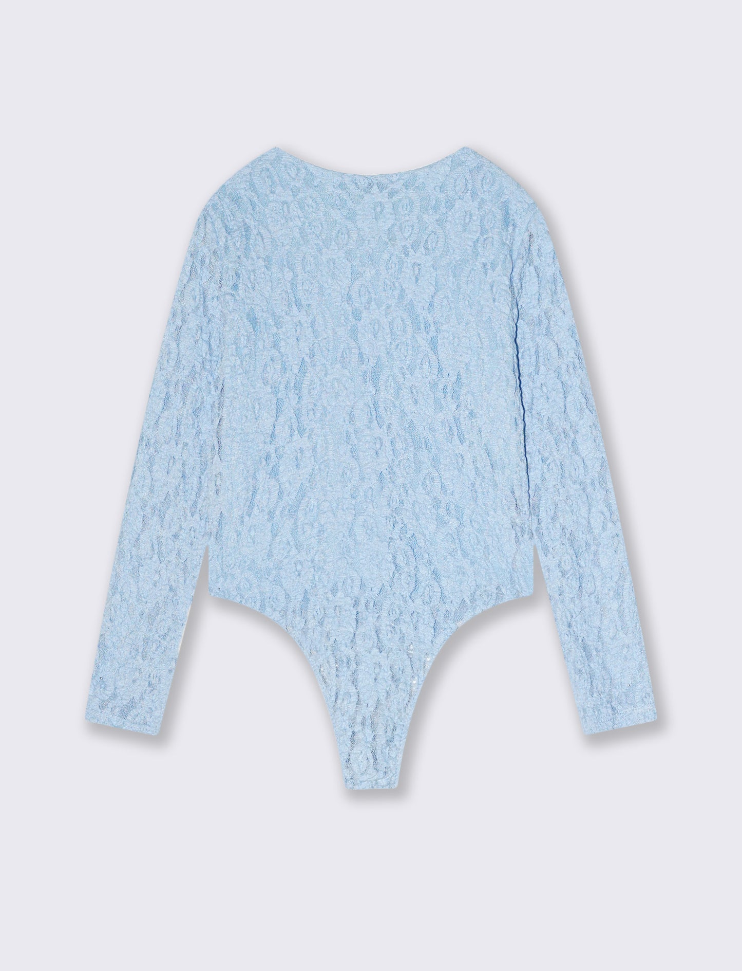 Lace bodysuit with round neckline for girls - Sky blue