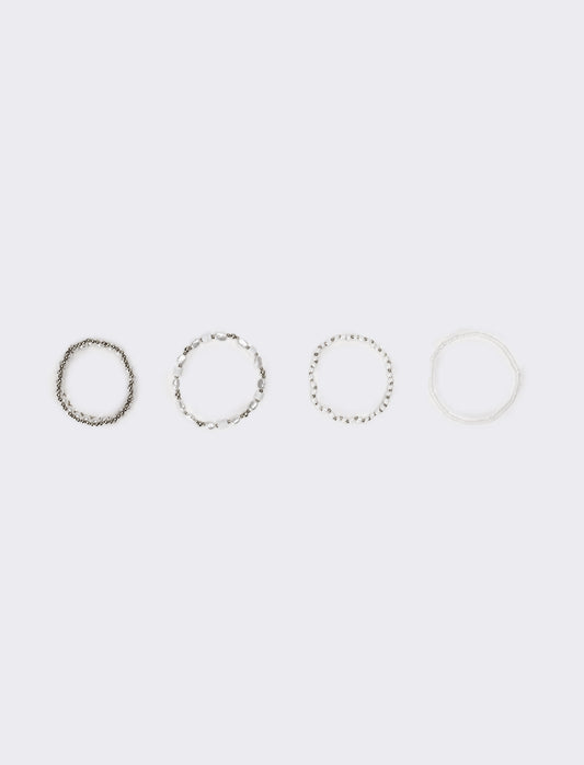 Bracciale donna 4 fili elastici - Argento