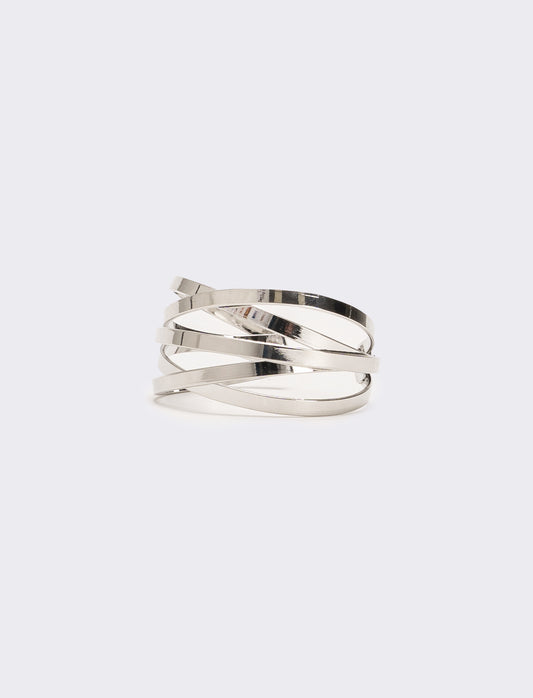 Bracciale donna 5 fili rigido aperto - Argento
