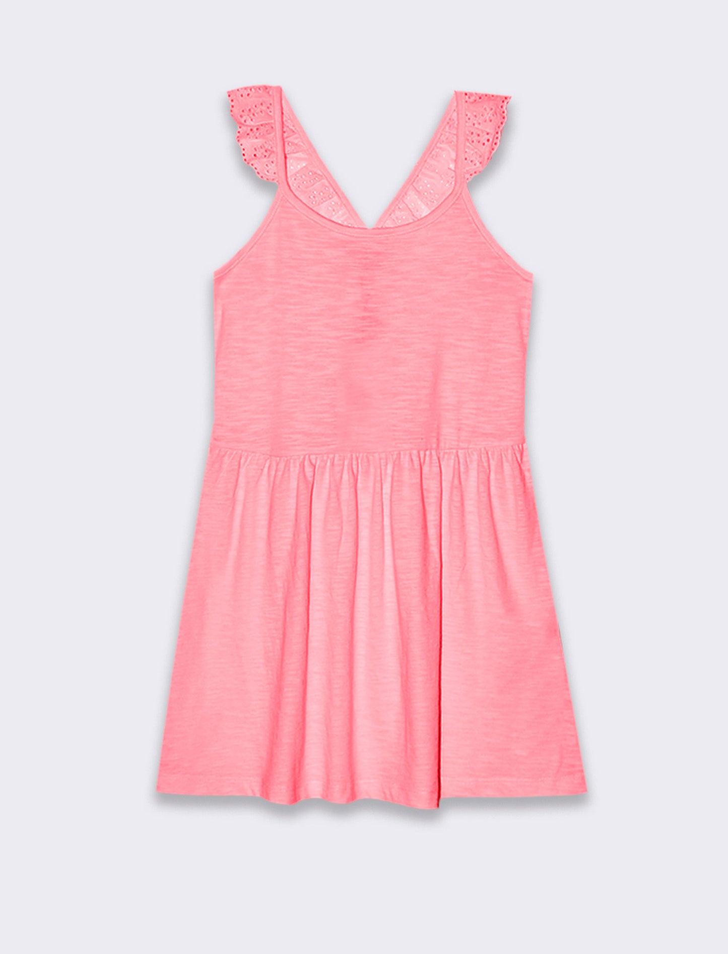 Vestito fluo con dettagli in pizzo da bambina - Fuxia