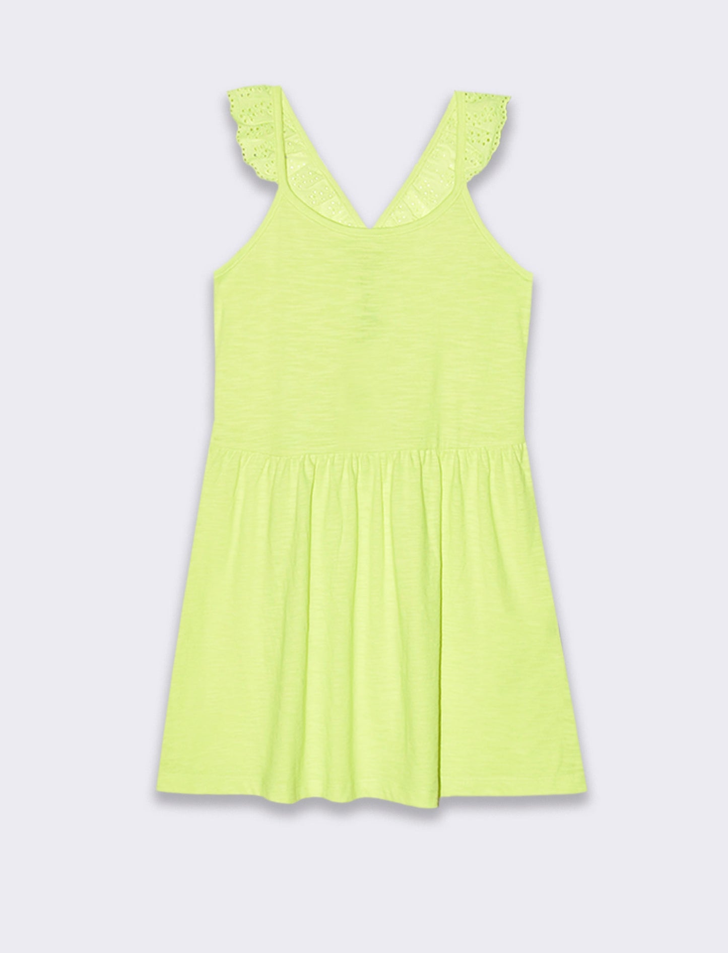Vestito fluo con dettagli in pizzo da bambina - Giallo