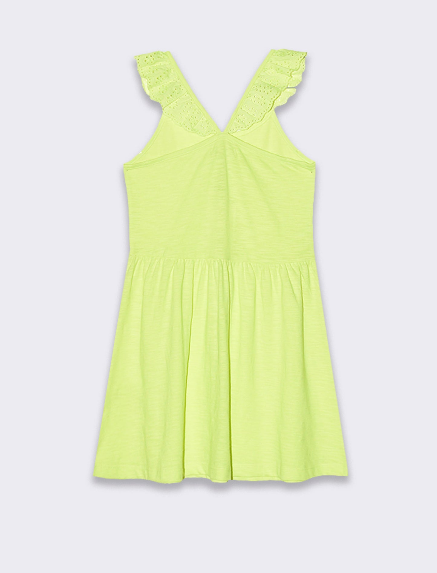 Vestito fluo con dettagli in pizzo da bambina - Giallo