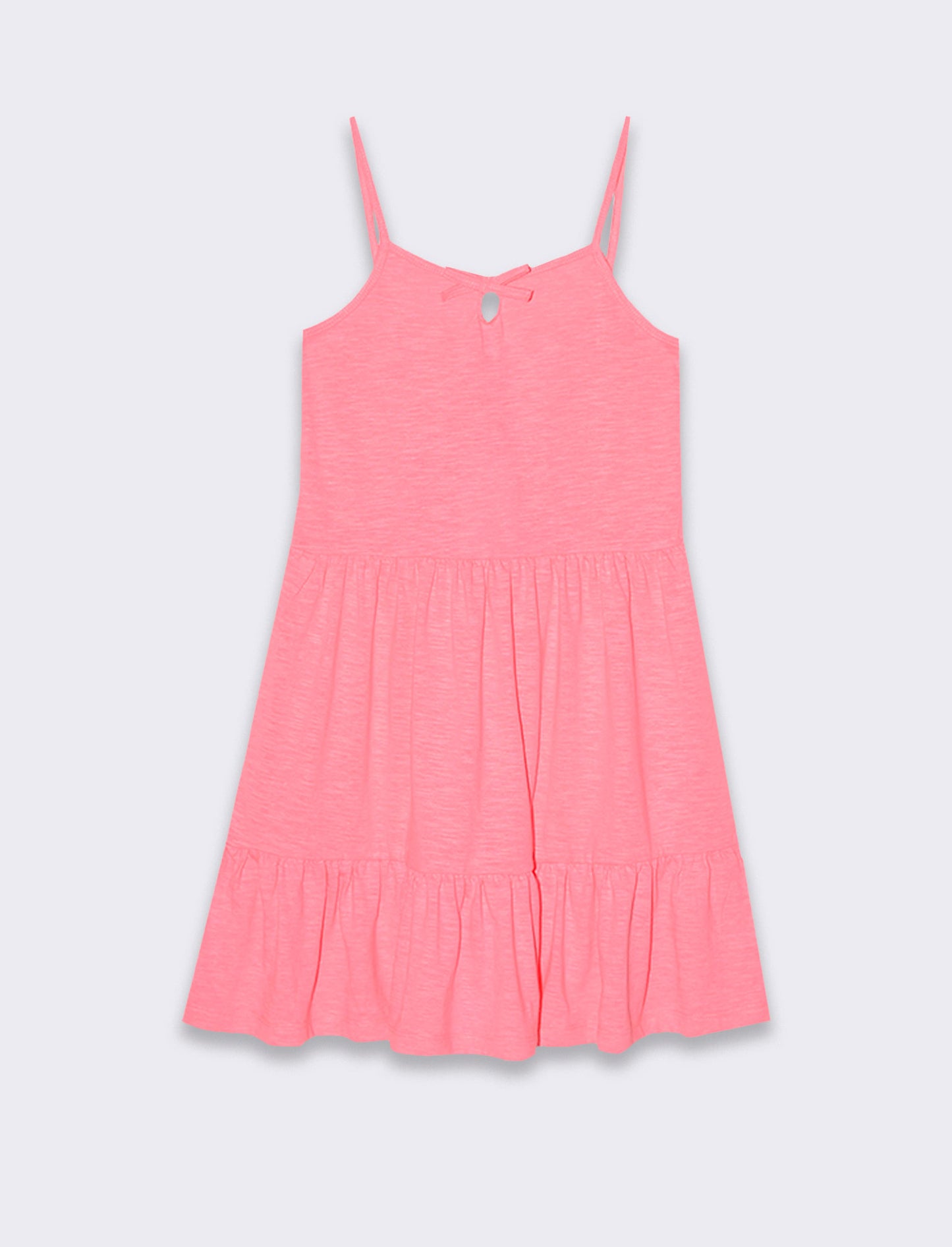 Vestito fluo con balze da bambina - Fuxia