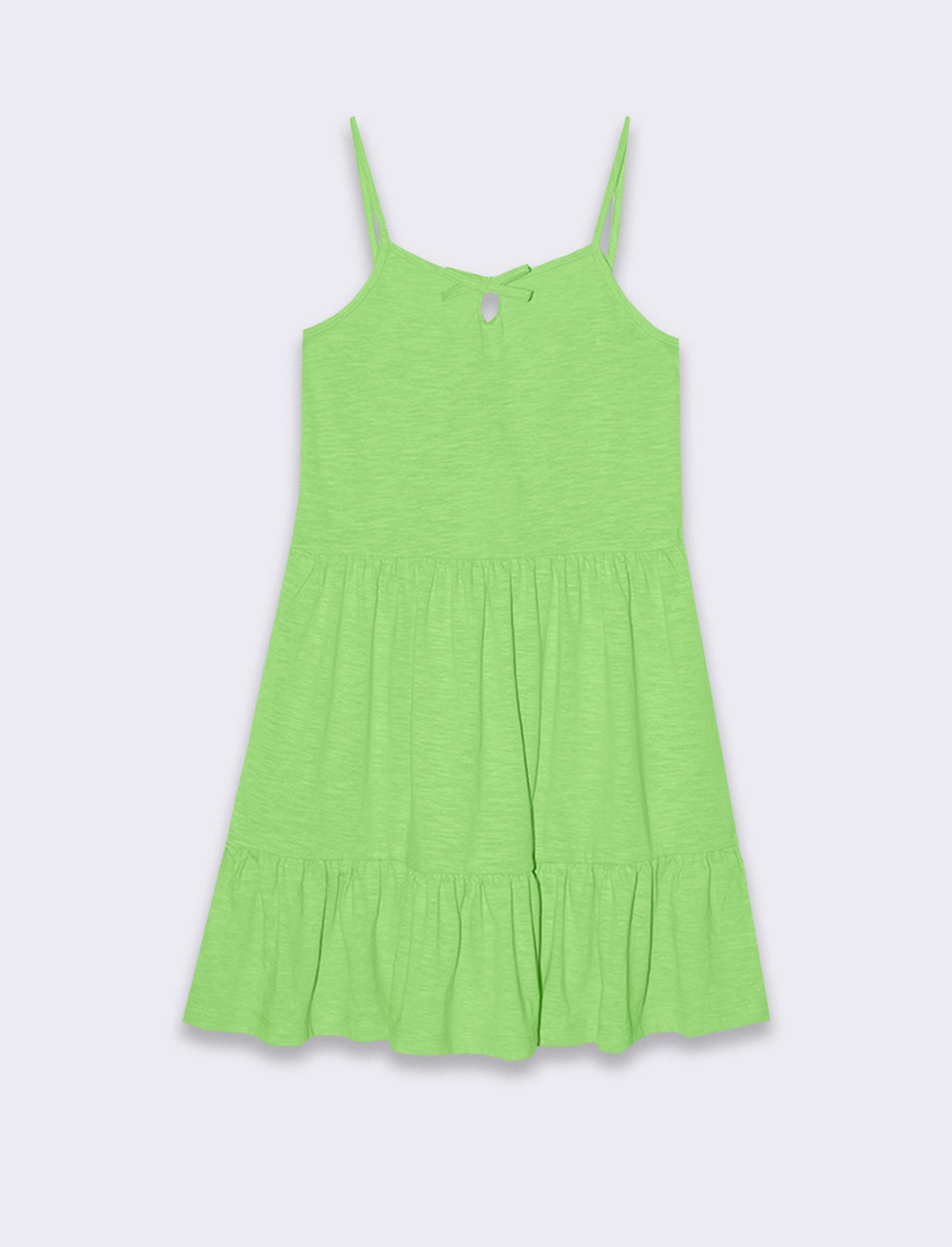 Vestito fluo con balze da bambina - Verde