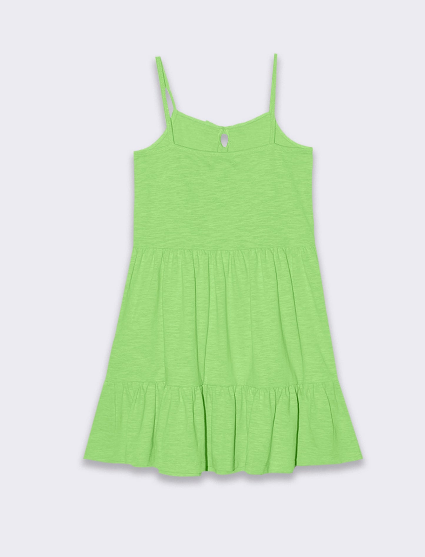 Vestito fluo con balze da bambina - Verde