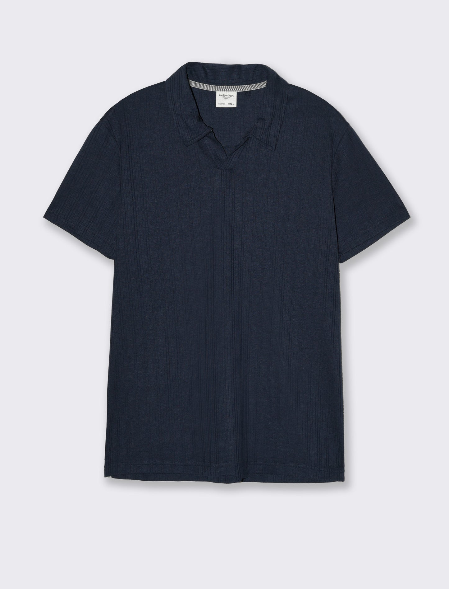 Polo a coste effetto maglia da uomo - Blu