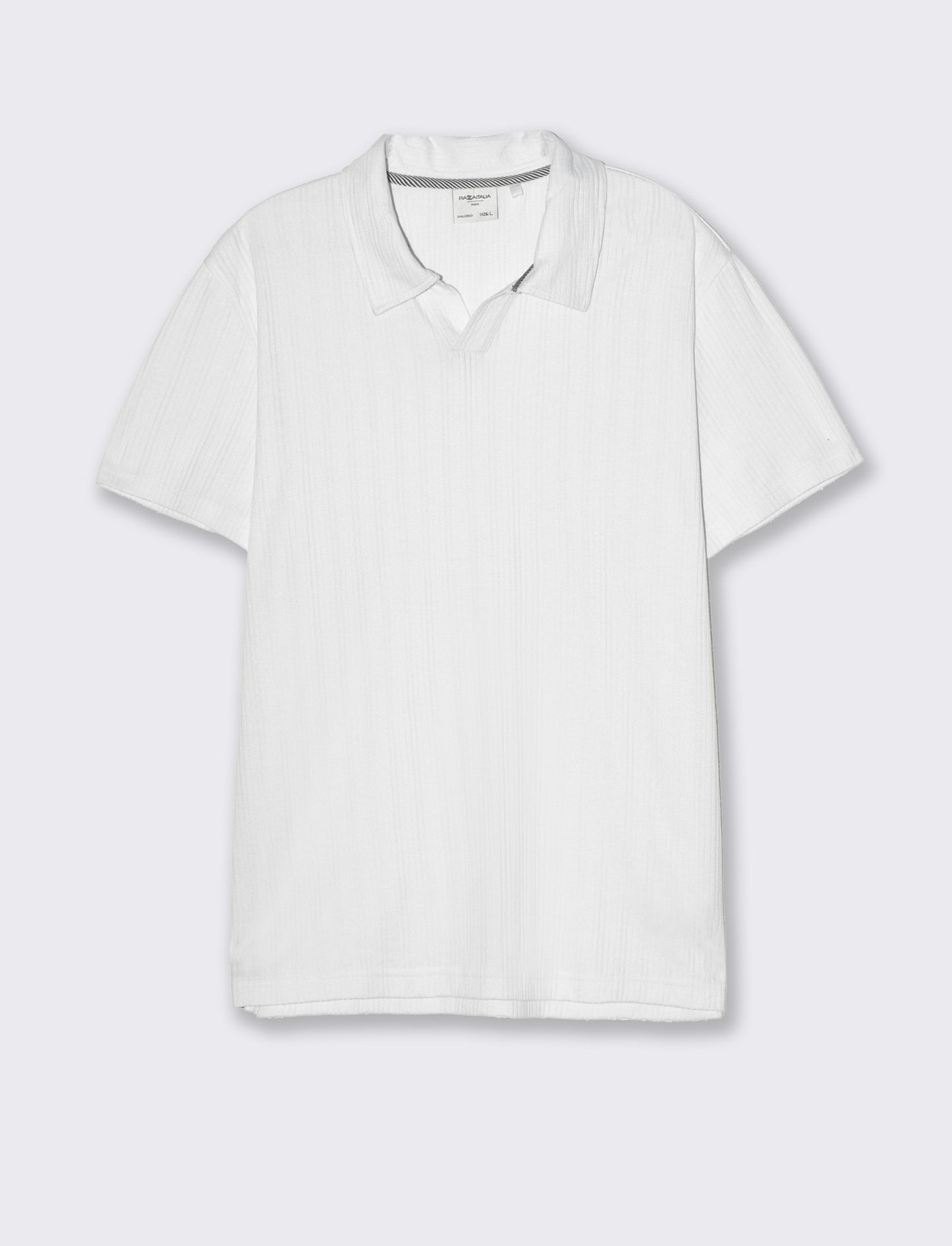 Polo a coste effetto maglia da uomo - Bianco