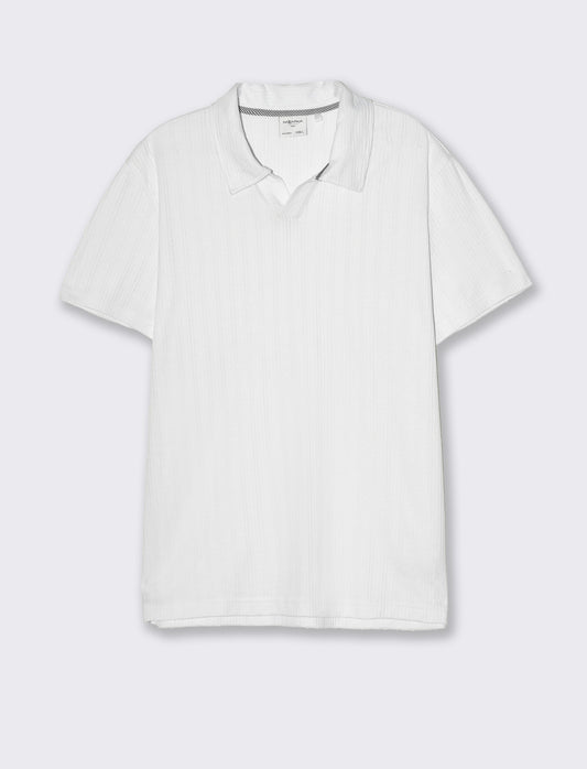 Polo a coste effetto maglia da uomo - Bianco