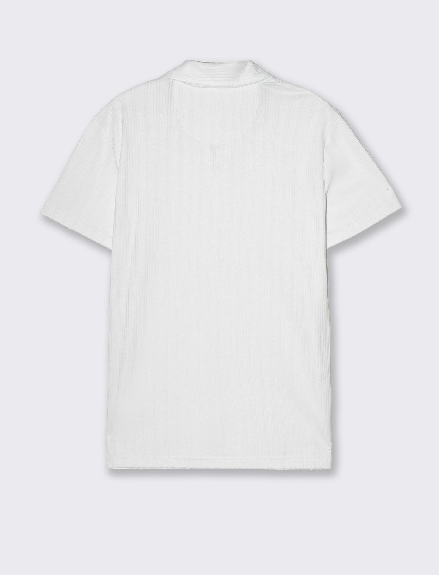Polo a coste effetto maglia da uomo - Bianco