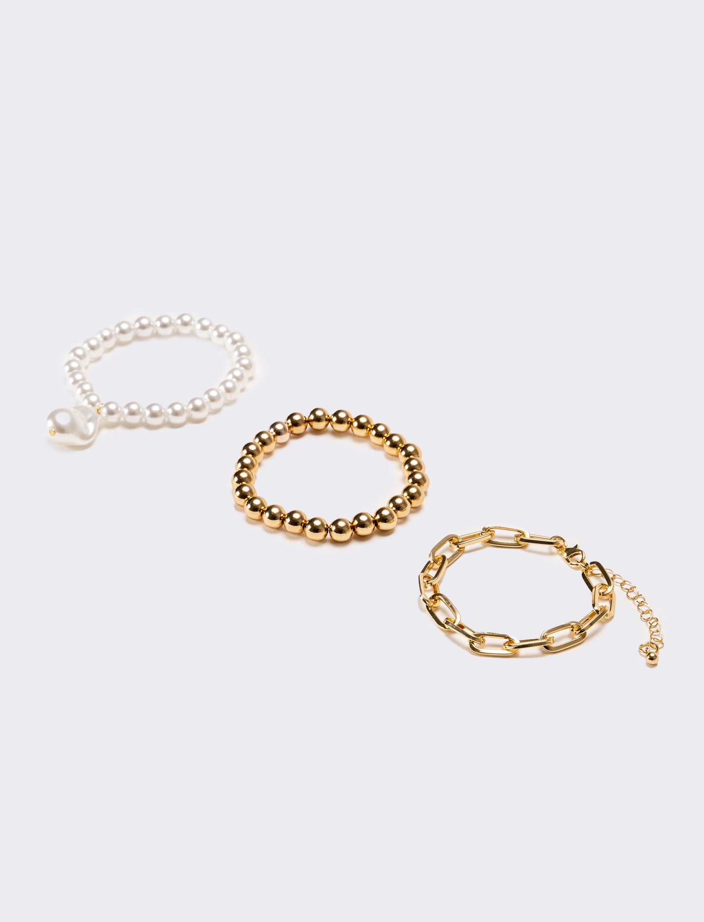 Bracciali donna 3 elastici con palline - Oro