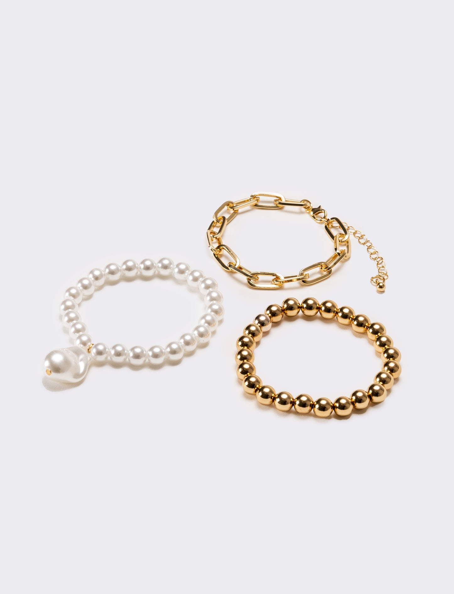 Bracciali donna 3 elastici con palline - Oro