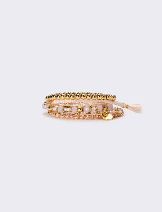 Bracciali donna 6 pezzi card con conteria - Rosa