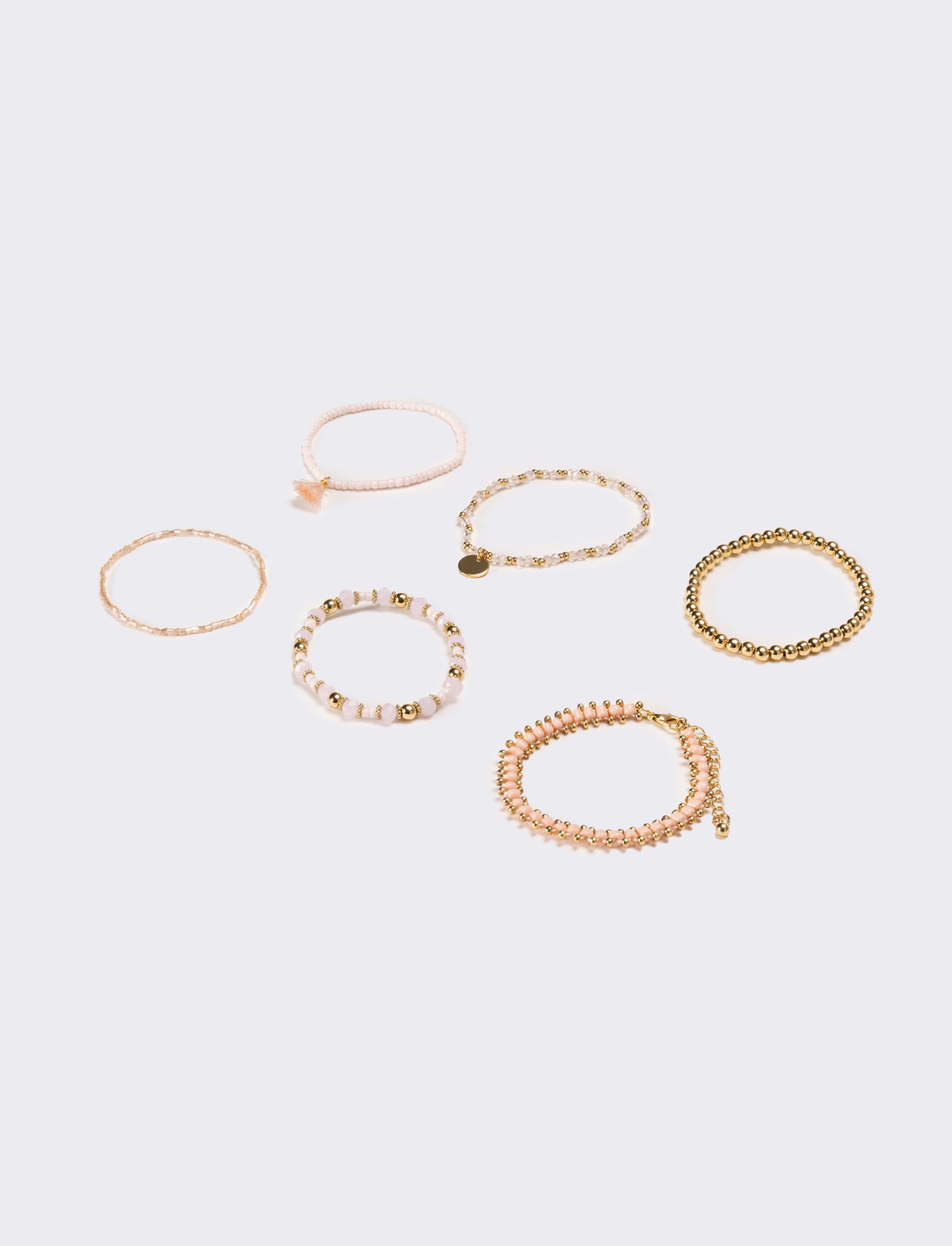 Bracciali donna 6 pezzi card con conteria - Rosa