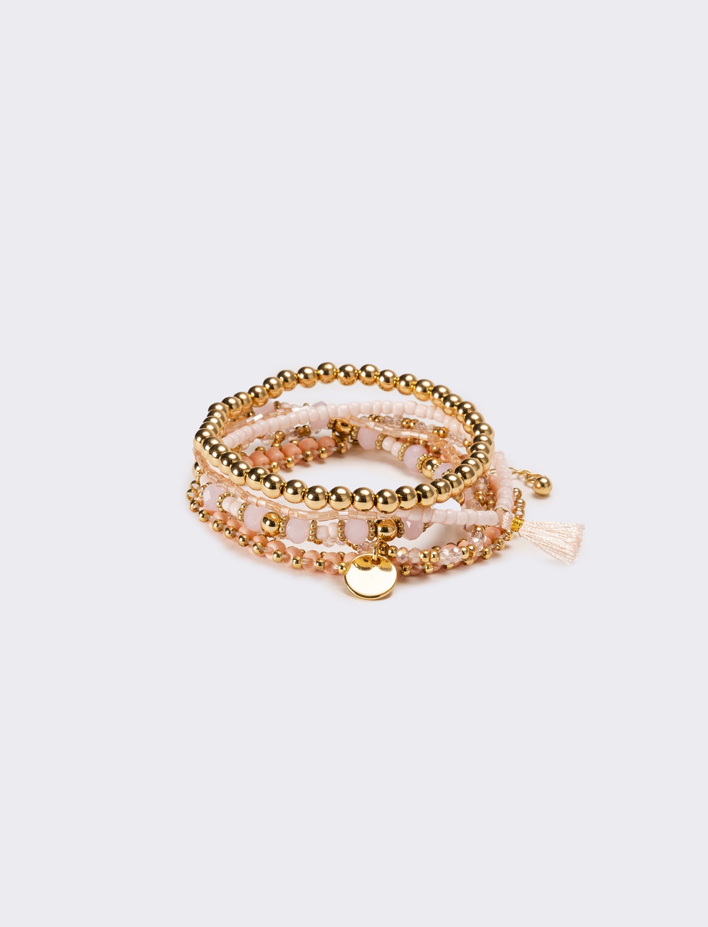 Bracciali donna 6 pezzi card con conteria - Rosa