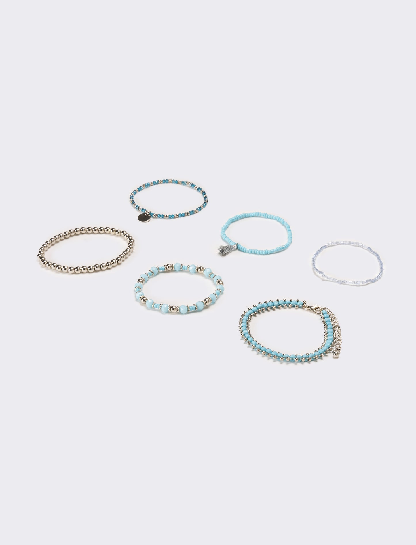Bracciali donna 6 pezzi card con conteria - Turchese