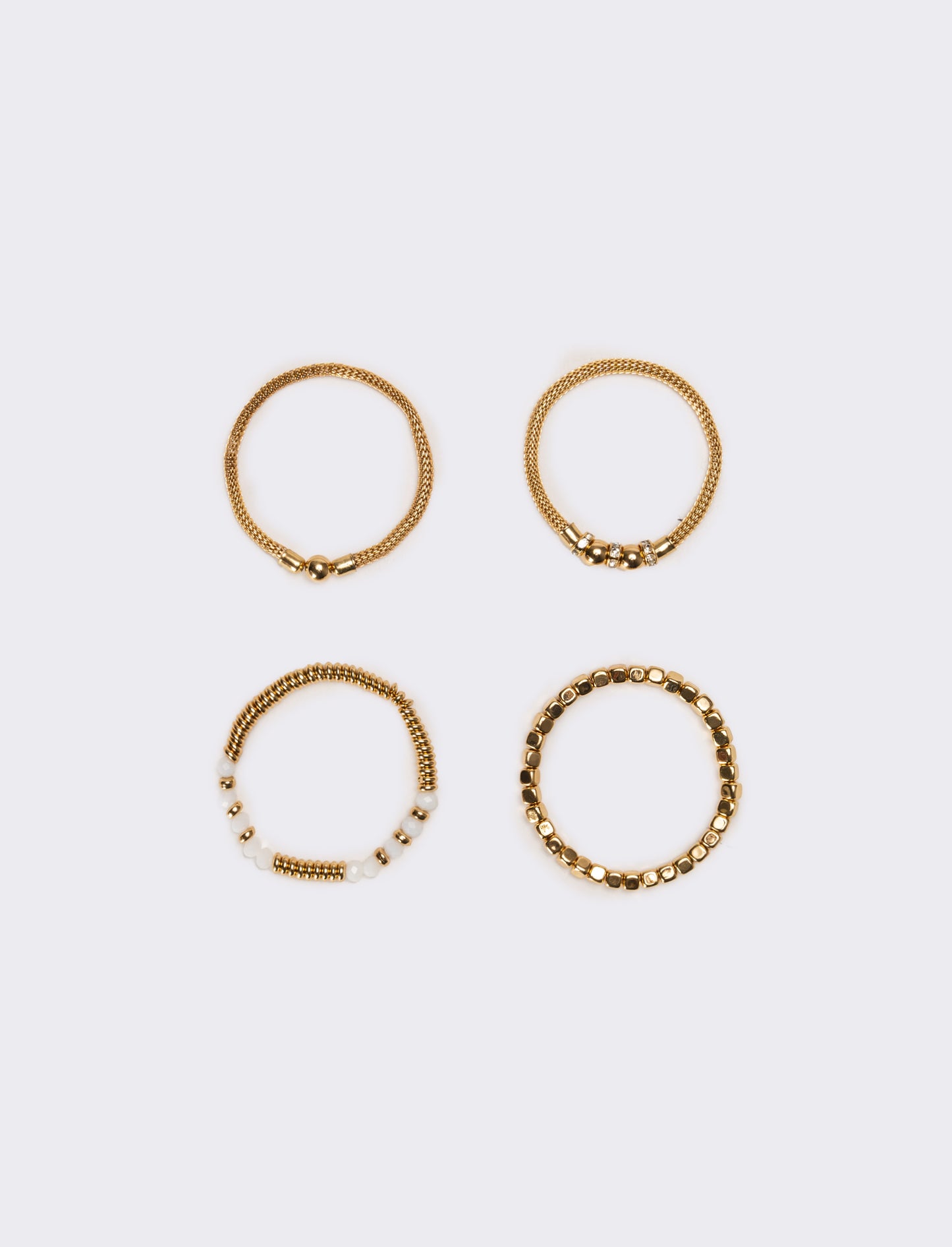 Bracciali donna 5 pezzi elastici con pietre e pepite - Ottone