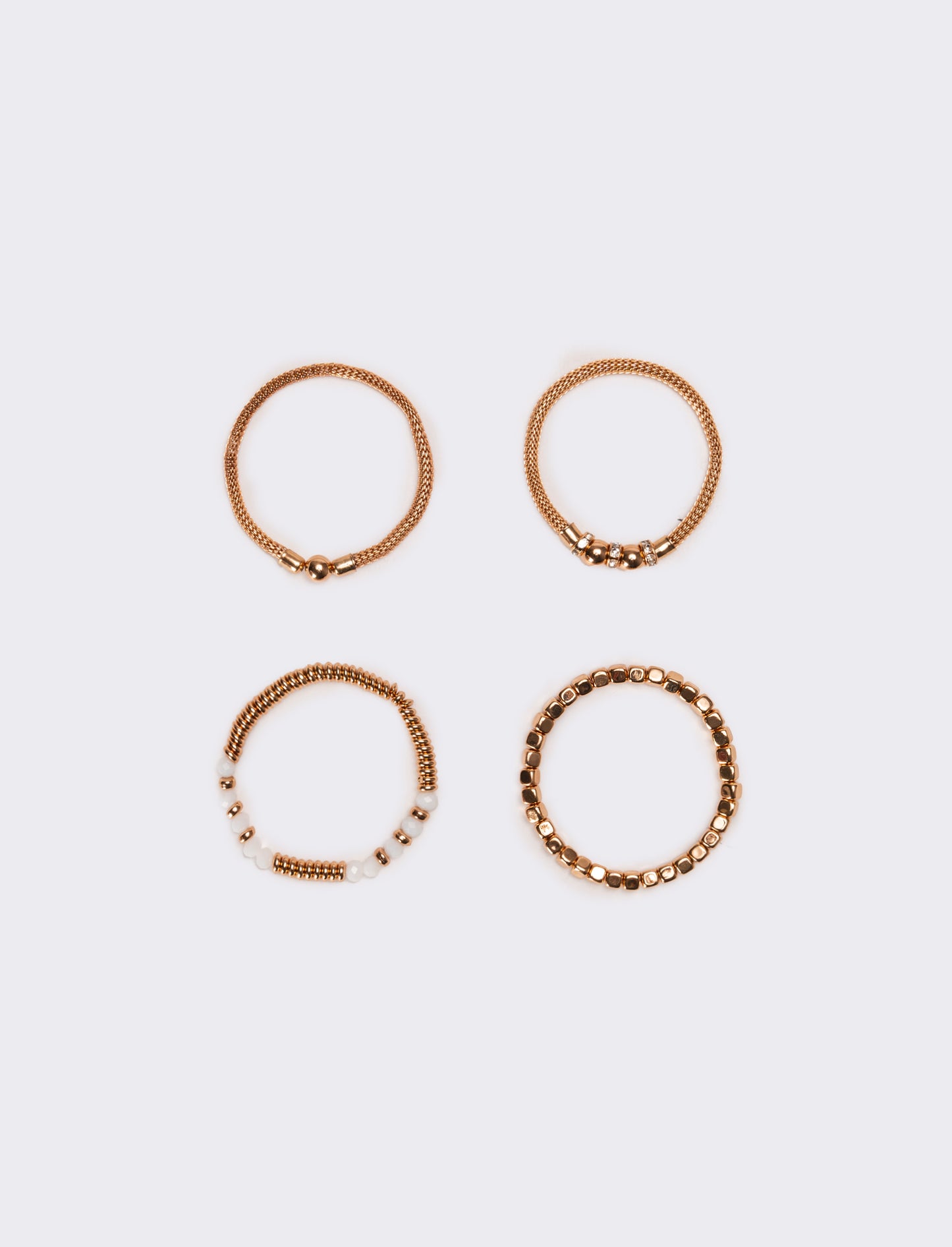Bracciali donna 5 pezzi elastici con pietre e pepite - Rosa