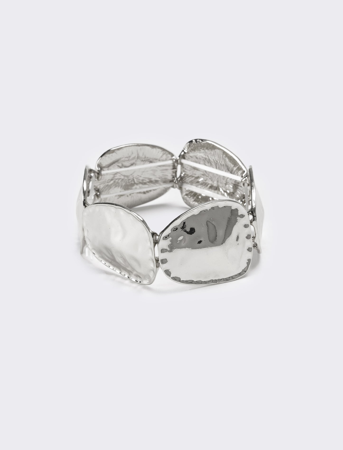 Bracciale donna martellato elastico - Argento