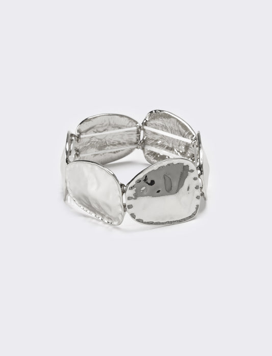 Bracciale donna martellato elastico - Argento