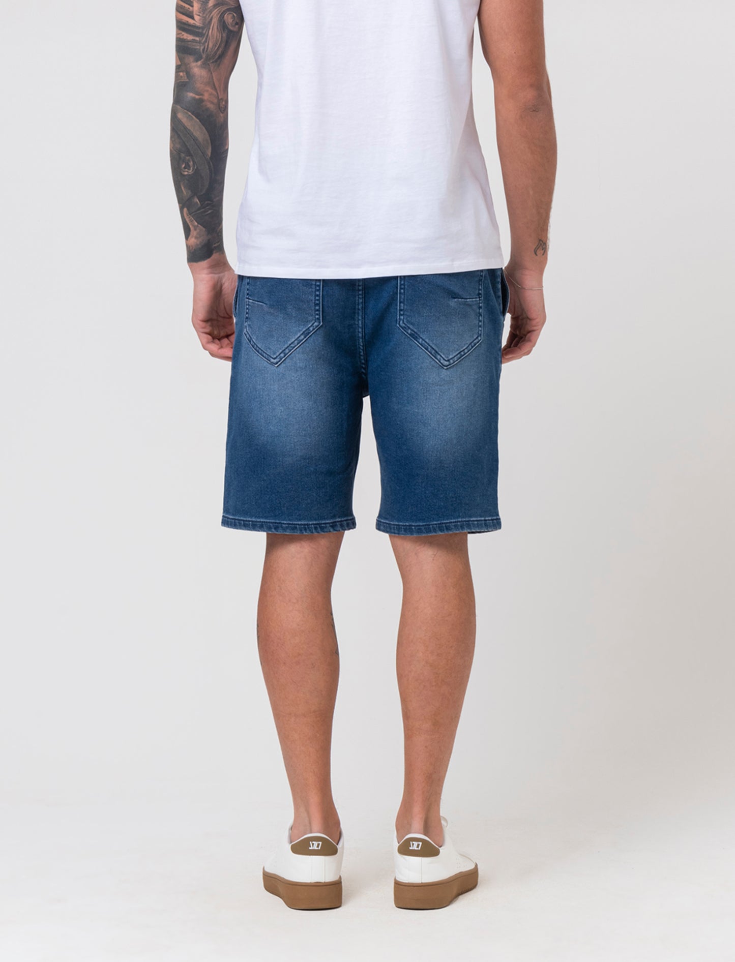 Bermuda in knitting effetto denim da uomo - Denim