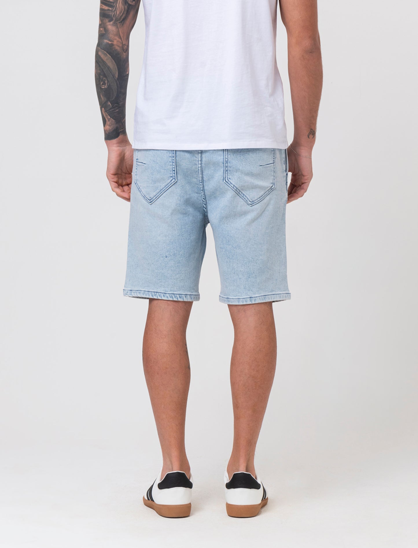 Bermuda in knitting effetto denim da uomo - Denim chiaro