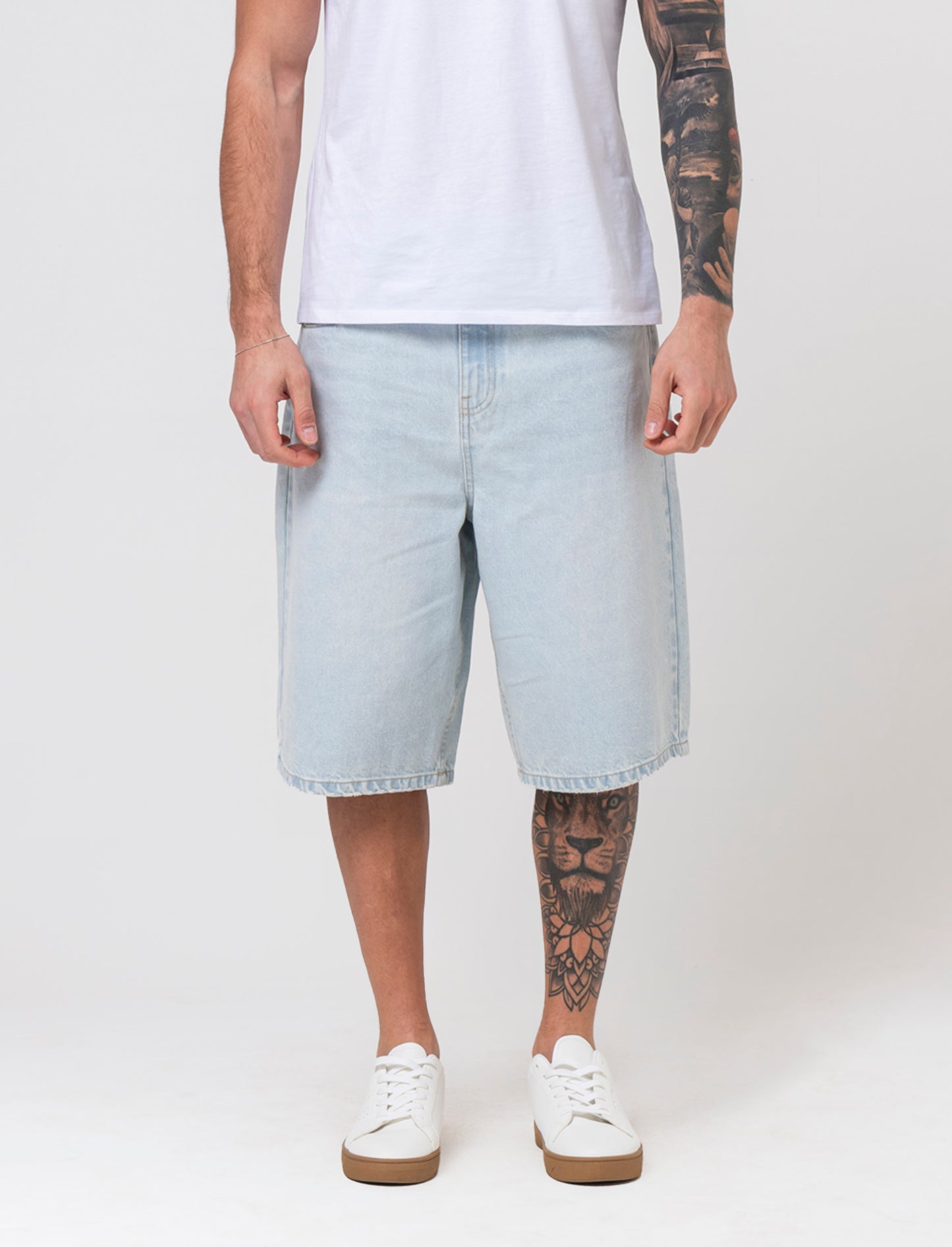 Bermuda di jeans skater da uomo - Denim chiaro
