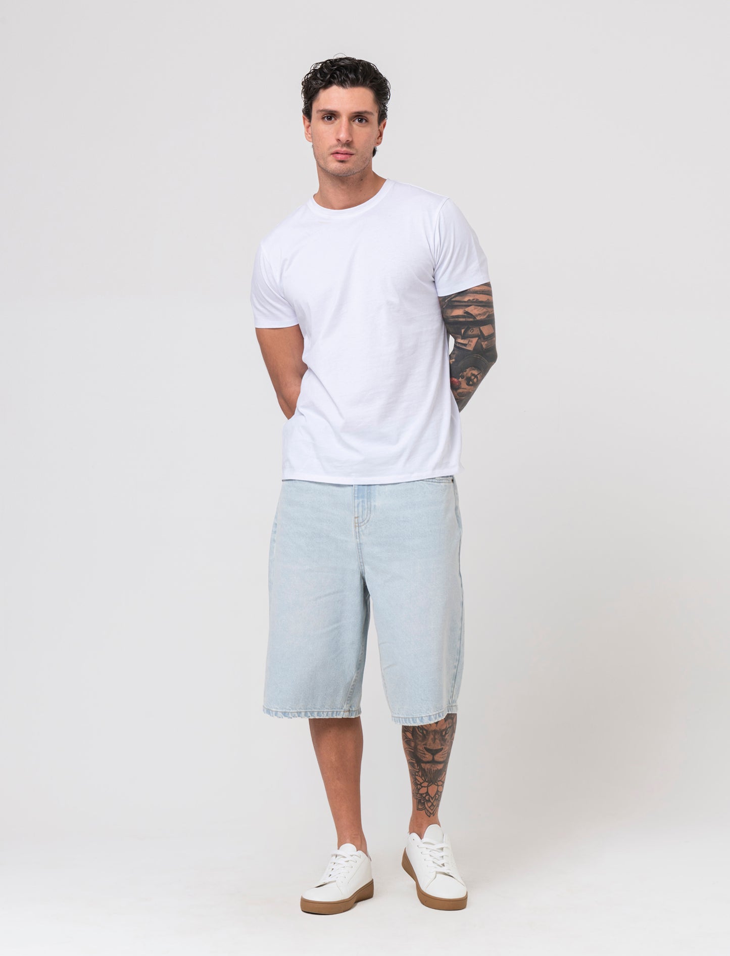 Bermuda di jeans skater da uomo - Denim chiaro