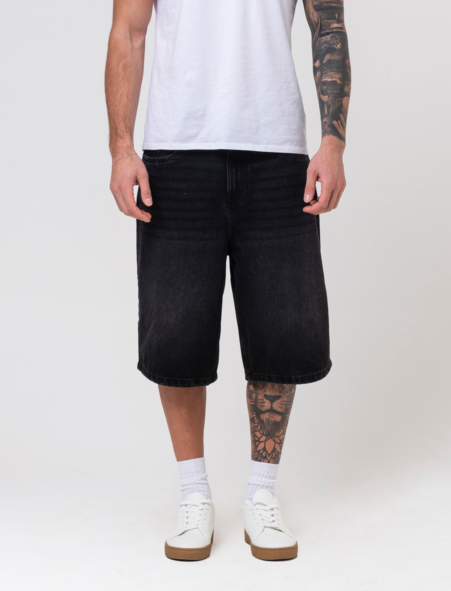 Bermuda di jeans skater da uomo - Nero