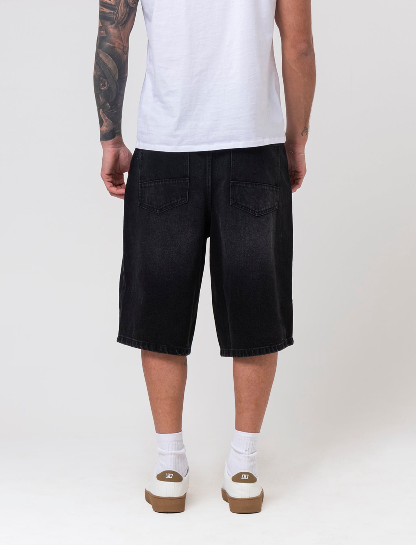 Bermuda di jeans skater da uomo - Nero