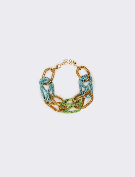 Bracciale donna maglia metallica colorata - Verde