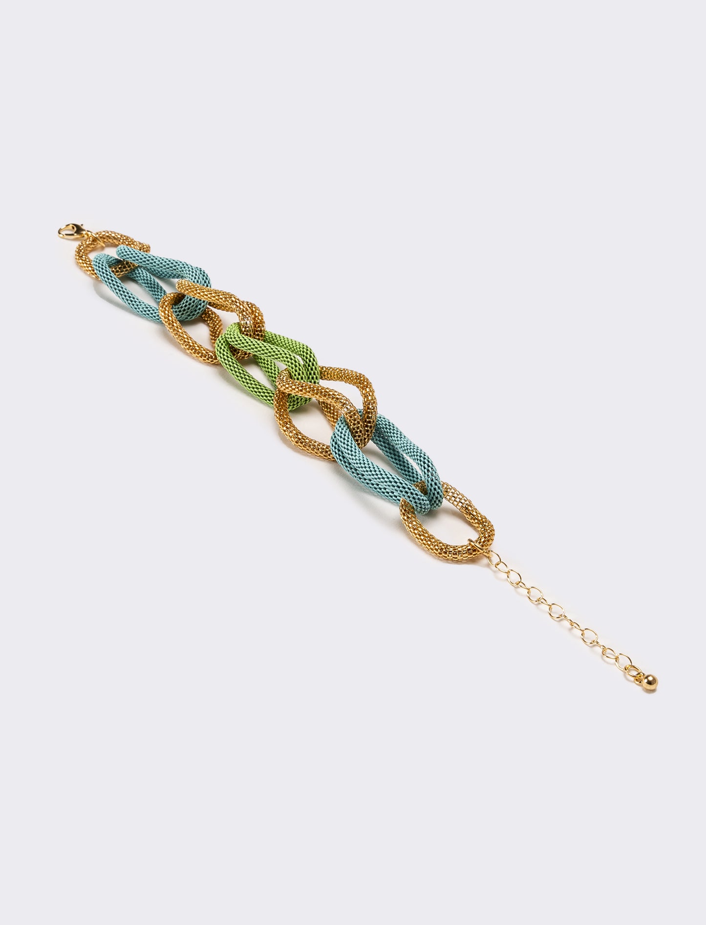 Bracciale donna maglia metallica colorata - Verde