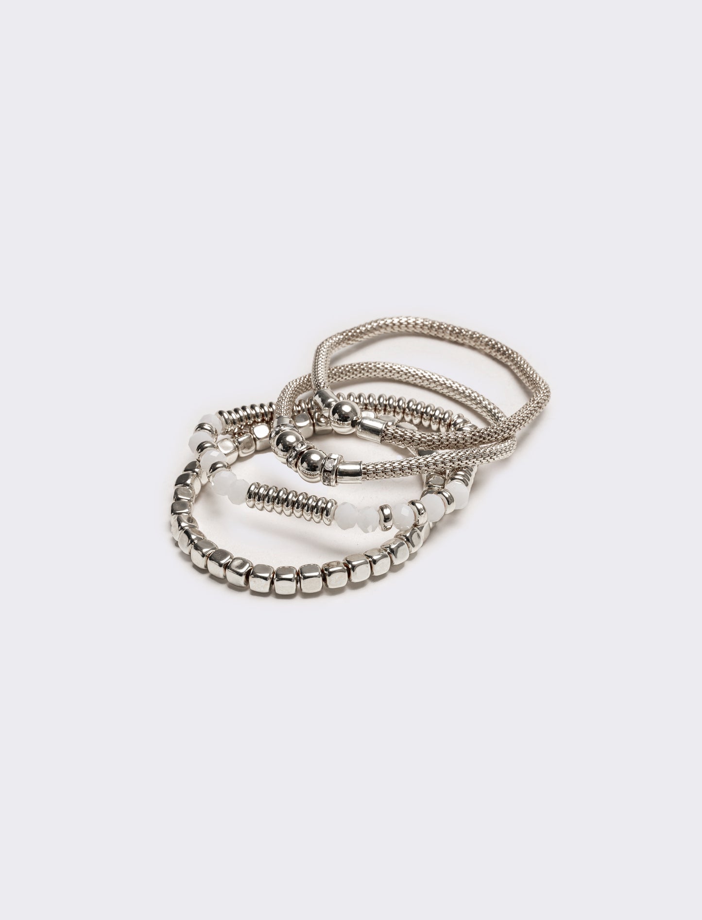 Bracciale donna con strass maglia metallica - Trasparente