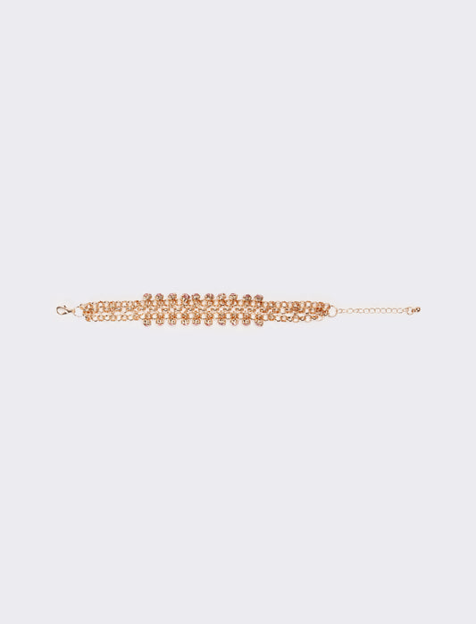 Bracciale donna con strass maglia metallica - Rosa