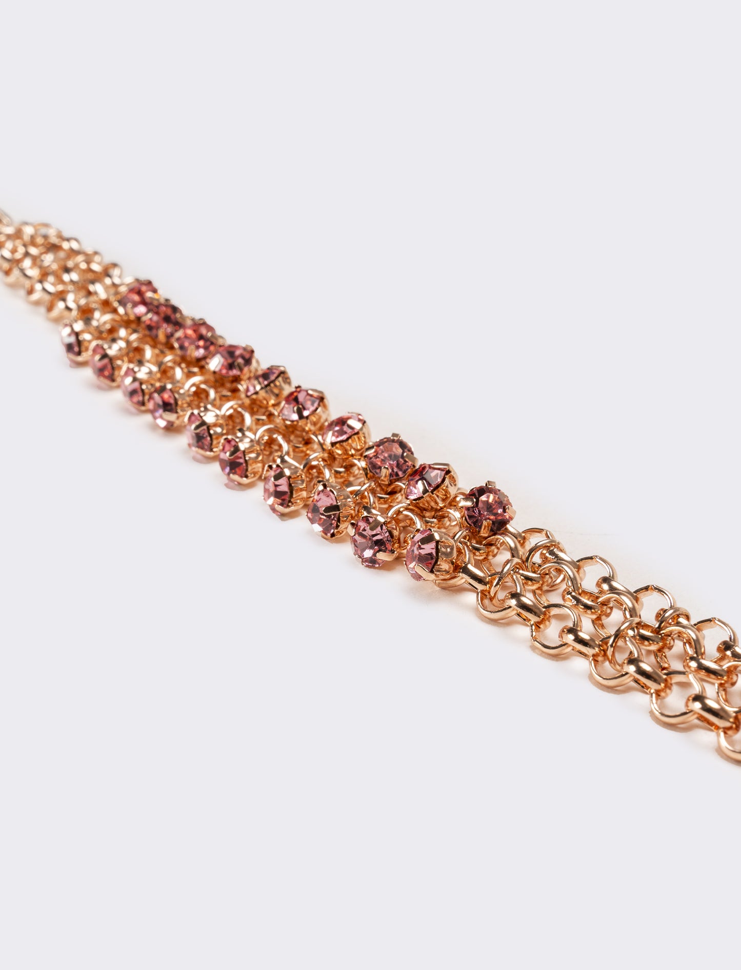 Bracciale donna con strass maglia metallica - Rosa